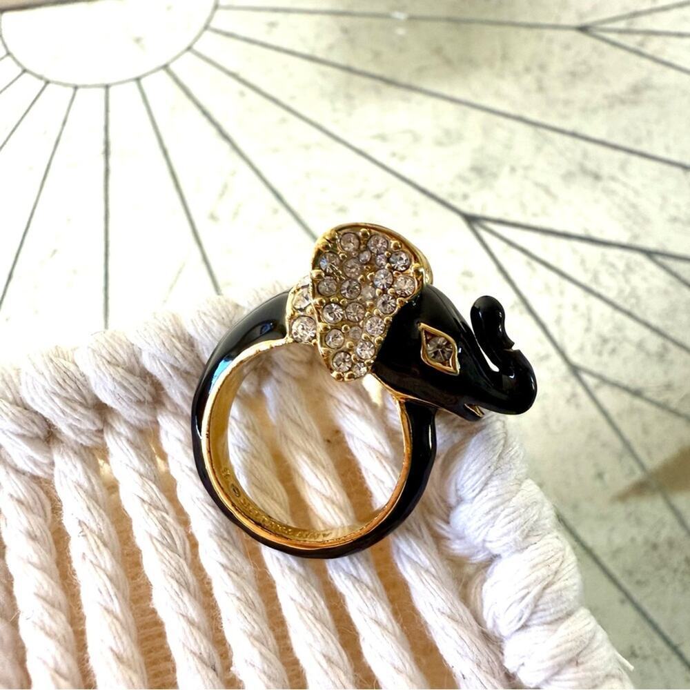 Ann Taylor Black and Gold Elephant Ring